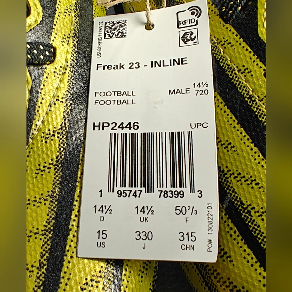 Mens Adidas Freak-23 Inline Football Cleats Black Gold HP2446 Men’s Size 15 NWT